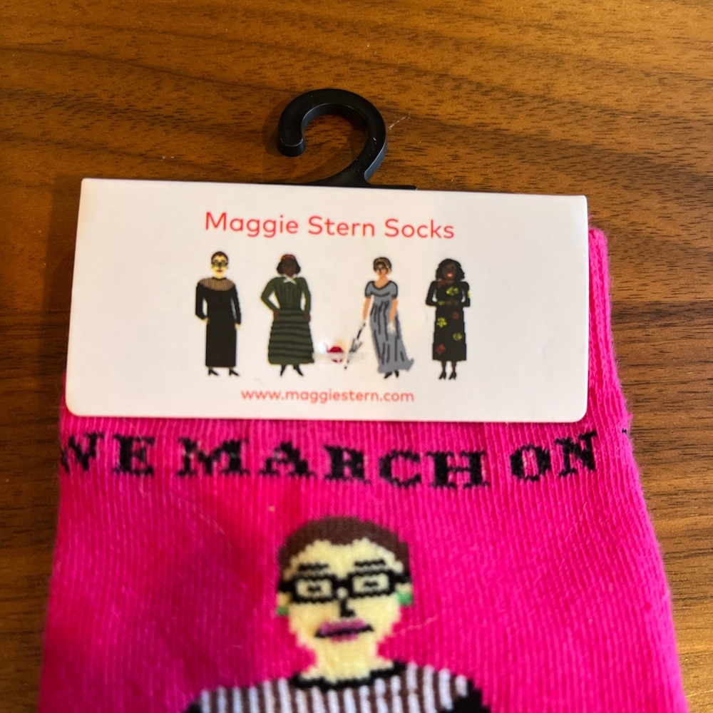 NWT RBG Pink Socks We March On I Dissent Ruth Bader Ginsburg Maggie Ster… - Picture 4 of 9